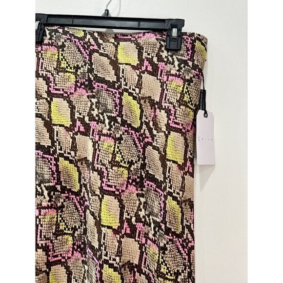 NWT Leith Size M Taupe Pink Tan Green Snakeskin Midi Skirt MSRP $49 - Picture 7 of 11